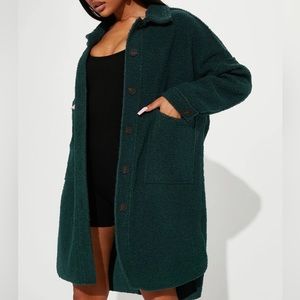 Fashion Nova Hunter Green Set The Trend Coat Jacket - Medium